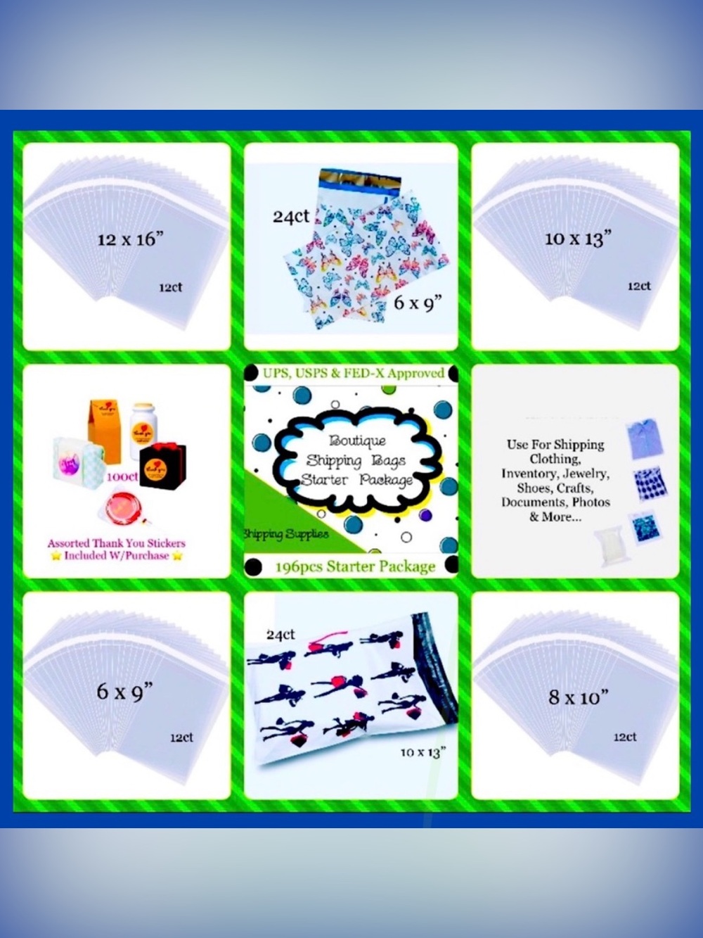Boutique Shipping Cello~Poly Bag’s Bundle 196pc starter package⭐️100~Stickers 🆕